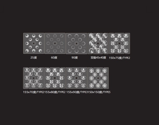 मल्टी लेंस एरे 12in1 टाइप I LED 3030 स्ट्रीट लाइट लेंस 50x50mm